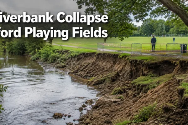 riverbank collapse iford playing fields