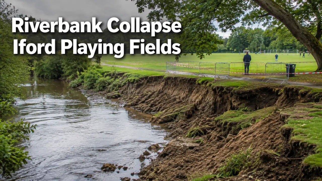 riverbank collapse iford playing fields