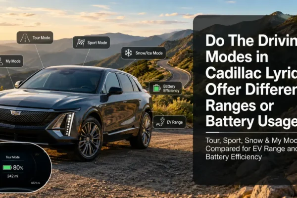 do the driving modes in cadillac lyriq offer different ranges or battery usages?