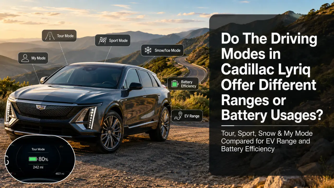 do the driving modes in cadillac lyriq offer different ranges or battery usages?